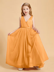 Tulle Junior Bridesmaid Dresses Satin Top Tangerine