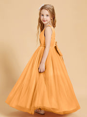 Tulle Junior Bridesmaid Dresses Satin Top Tangerine