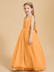 Tulle Junior Bridesmaid Dresses Satin Top Tangerine