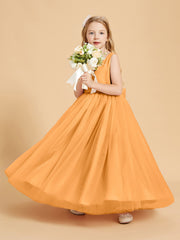 Tulle Junior Bridesmaid Dresses Satin Top Tangerine