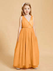 Tulle Junior Bridesmaid Dresses Satin Top Tangerine