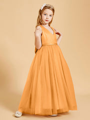 Tulle Junior Bridesmaid Dresses Satin Top Tangerine