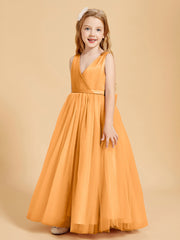 Tulle Junior Bridesmaid Dresses Satin Top Tangerine