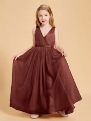 Tulle Junior Bridesmaid Dresses Satin Top Terracotta