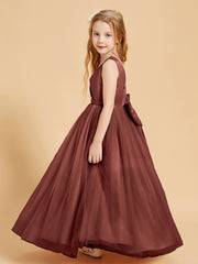 Tulle Junior Bridesmaid Dresses Satin Top Terracotta