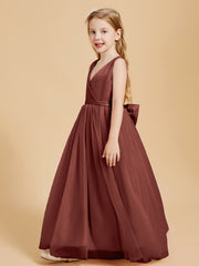 Tulle Junior Bridesmaid Dresses Satin Top Terracotta