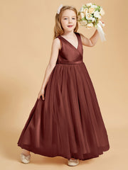Tulle Junior Bridesmaid Dresses Satin Top Terracotta