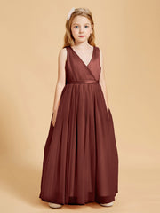 Tulle Junior Bridesmaid Dresses Satin Top Terracotta