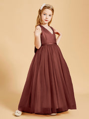 Tulle Junior Bridesmaid Dresses Satin Top Terracotta