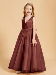 Tulle Junior Bridesmaid Dresses Satin Top Terracotta