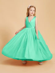 Tulle Junior Bridesmaid Dresses Satin Top Turquoise