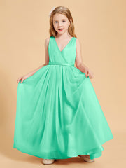 Tulle Junior Bridesmaid Dresses Satin Top Turquoise