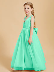 Tulle Junior Bridesmaid Dresses Satin Top Turquoise