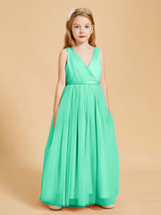 Tulle Junior Bridesmaid Dresses Satin Top Turquoise