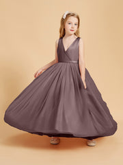 Tulle Junior Bridesmaid Dresses Satin Top Vintage Mauve