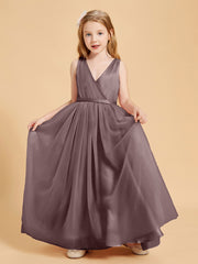 Tulle Junior Bridesmaid Dresses Satin Top Vintage Mauve