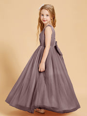 Tulle Junior Bridesmaid Dresses Satin Top Vintage Mauve