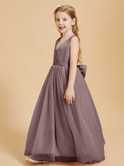 Tulle Junior Bridesmaid Dresses Satin Top Vintage Mauve