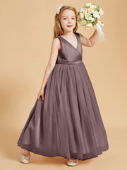 Tulle Junior Bridesmaid Dresses Satin Top Vintage Mauve