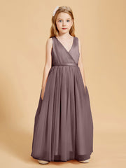 Tulle Junior Bridesmaid Dresses Satin Top Vintage Mauve