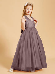 Tulle Junior Bridesmaid Dresses Satin Top Vintage Mauve