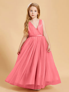 Tulle Junior Bridesmaid Dresses Satin Top Watermelon