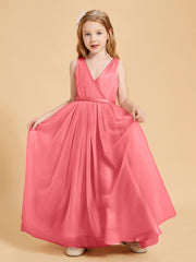 Tulle Junior Bridesmaid Dresses Satin Top Watermelon