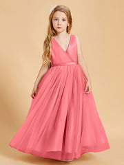 Tulle Junior Bridesmaid Dresses Satin Top Watermelon