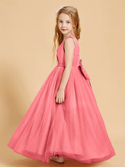 Tulle Junior Bridesmaid Dresses Satin Top Watermelon