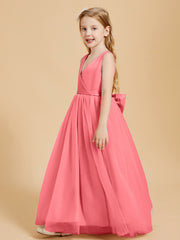Tulle Junior Bridesmaid Dresses Satin Top Watermelon