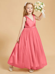 Tulle Junior Bridesmaid Dresses Satin Top Watermelon