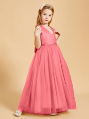 Tulle Junior Bridesmaid Dresses Satin Top Watermelon