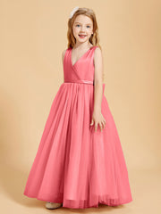 Tulle Junior Bridesmaid Dresses Satin Top Watermelon