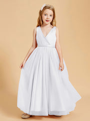 Tulle Junior Bridesmaid Dresses Satin Top White