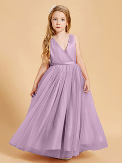 Tulle Junior Bridesmaid Dresses Satin Top Wisteria