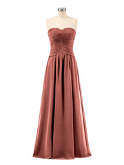 Chiffon Strapless Dresses with Sweetheart Terracotta