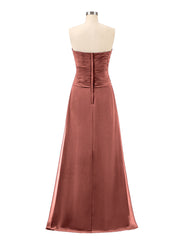 Chiffon Strapless Dresses with Sweetheart Terracotta