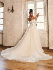 Spaghetti Straps Lace Appliqued Wedding Dress Ivory/Champagne