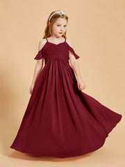 Off-the-Shoulder Bridesmaid Gown for Juniors Burgundy