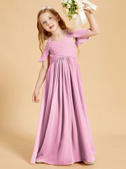 Off-the-Shoulder Bridesmaid Gown for Juniors Candy Pink