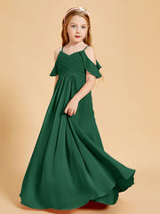 Off-the-Shoulder Bridesmaid Gown for Juniors Dark Green