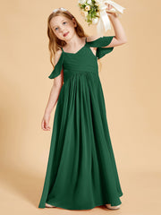 Off-the-Shoulder Bridesmaid Gown for Juniors Dark Green