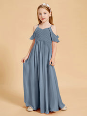 Off-the-Shoulder Bridesmaid Gown for Juniors Dusty Blue