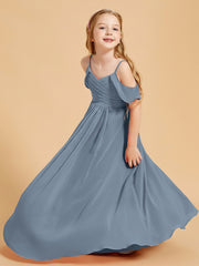 Off-the-Shoulder Bridesmaid Gown for Juniors Dusty Blue
