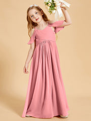 Off-the-Shoulder Bridesmaid Gown for Juniors Flamingo