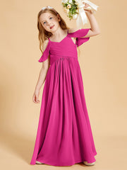 Off-the-Shoulder Bridesmaid Gown for Juniors Fuchsia