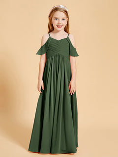 Off-the-Shoulder Bridesmaid Gown for Juniors Olive Green