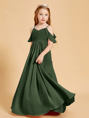 Off-the-Shoulder Bridesmaid Gown for Juniors Olive Green
