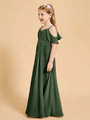 Off-the-Shoulder Bridesmaid Gown for Juniors Olive Green