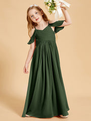 Off-the-Shoulder Bridesmaid Gown for Juniors Olive Green
